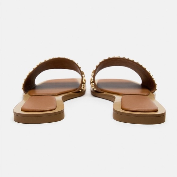 ZARA STUDDED FLAT SANDALS - Picture 8 of 9
